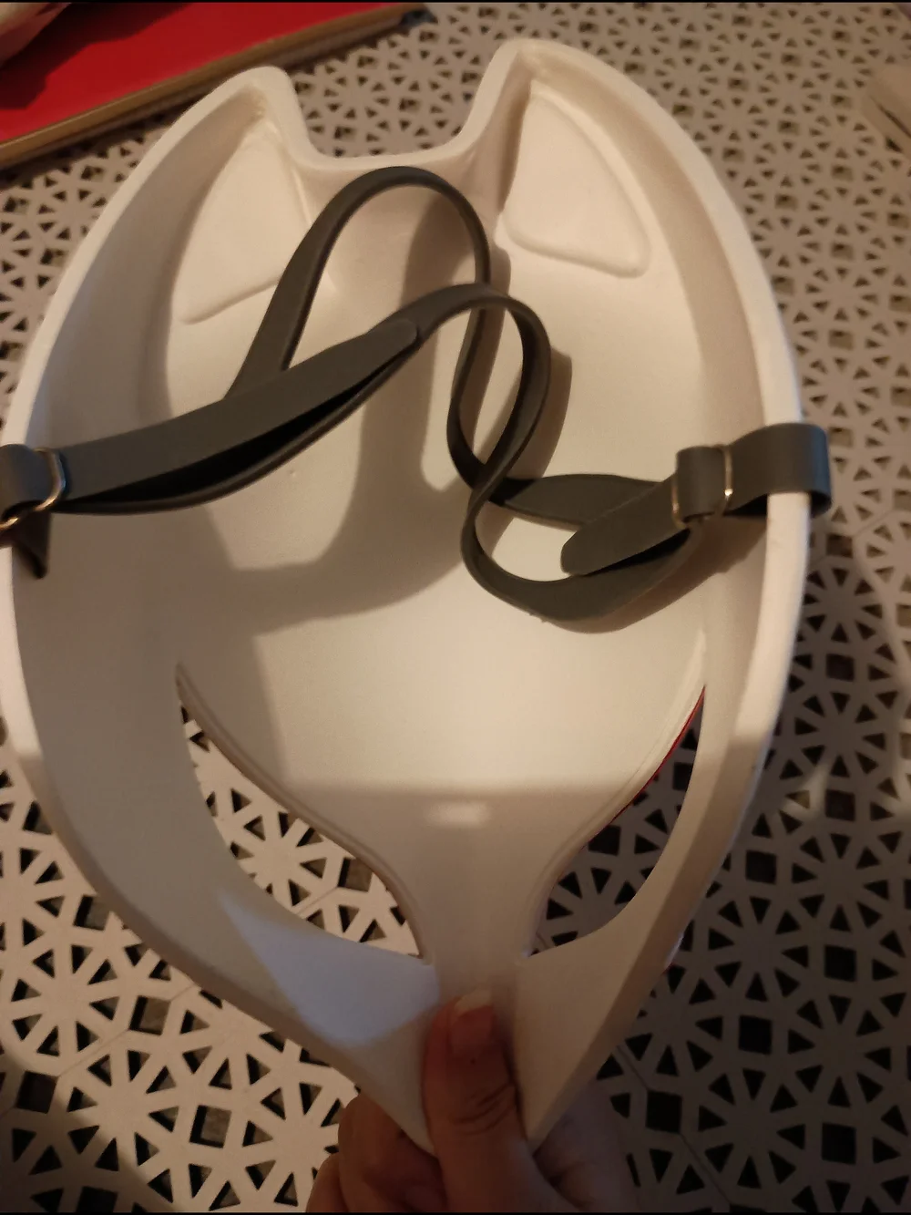 Kitsune Fox Mask with Red Accents